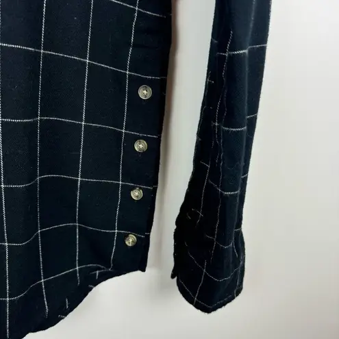 Marine layer  Womens Diana Popover Shirt in Black White Windowpane Sz XS Flannel