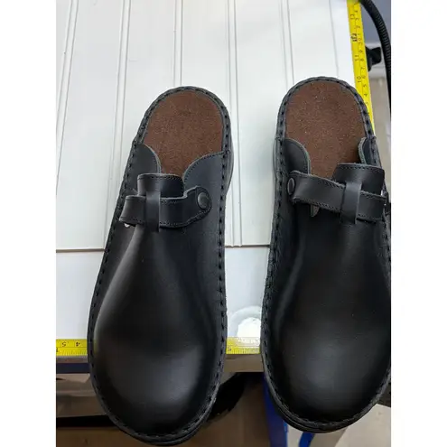 Naot Leather Mary Jane Clog Sandals Black Slip