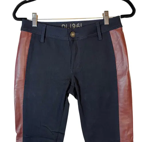 DL1961 Emma Legging Black with Brown Leather Side Stripe Size 27 Equestrian