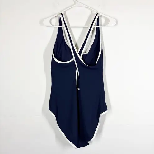 NWT Calia Tipped Simple One Piece Swimsuit Size 16 Blue
