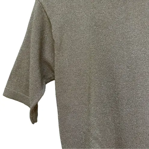 Neiman Marcus Gold Metallic Short Sleeve Top - Size Small