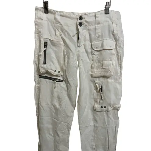 Johnny Was Pete & Greta Tyla Belted Cargo Pants white size 4 NEW