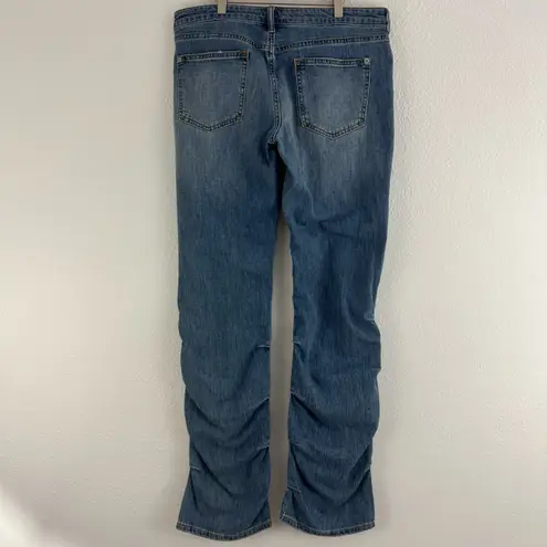 Pilcro Anthropologie Faded Wash Lightweight Low-Rise Ruched Leg Boot Jeans