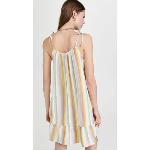 Madewell  Lightestspun Tie-Strap Ruffle-Hem Cover-Up Dress in Rainbow Stripe