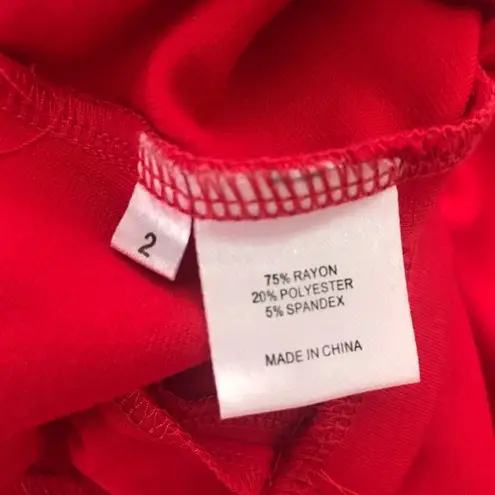 PENCEY Color Block Dress Sheath Open Back Long Sleeve Cutout Black Red Size 2 Red