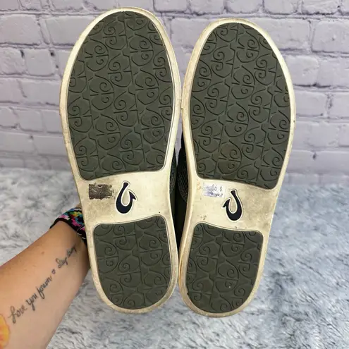 OluKai Pehuea Sage Green Palm Leaves Mesh Slip On Loafers Size 7.5 Casual Shoes