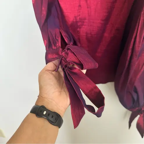 Majorelle Sky Off The Shoulder Metallic Bodycon Mini Dress in Burgundy Red