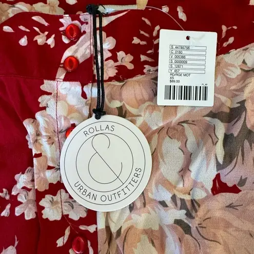 NWT Rollas Urban Outfitters Red Floral Mini Skirt XS