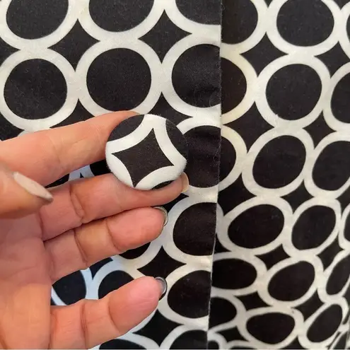 Ecology Women Sz 1X Cotton buttoned front lightweight jacket geo print Blazer Blue