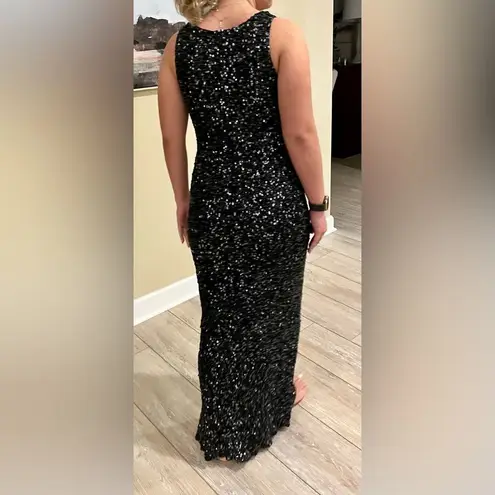 Scala Silk Black Sequin Beaded Gown Prom Formal Size Small (Can Fit Medium)