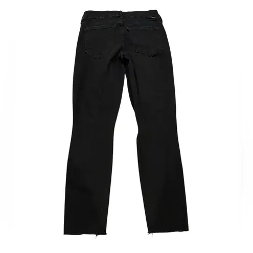 MOTHER LOOKER ANKLE FRAY GUILTY AS SIN BLACK DISTRESSED STRETCH JEANS PANTS 26