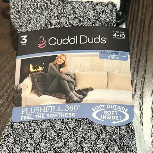 Cuddl Duds Plushfill 3-Pack Midweight Falling Rain Texture Crew Socks NEW