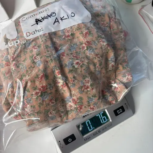 VTG Peach Disty Floral Button Up Tunic Shirt Dress Pockets XL Cottage Prairie Tan