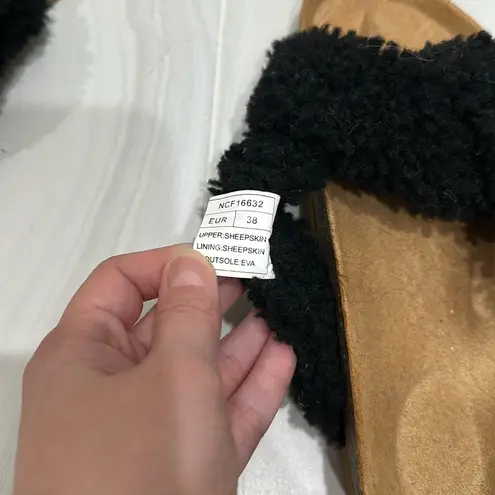 Natures Collection Lilly Cross Slipper Black Size 7.5