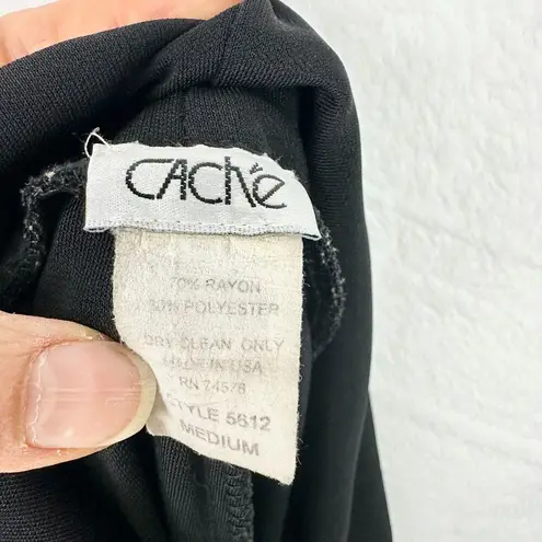 Cache Vintage Flare Leg Foldover Waist Pants Size Medium Black 90s Y2K