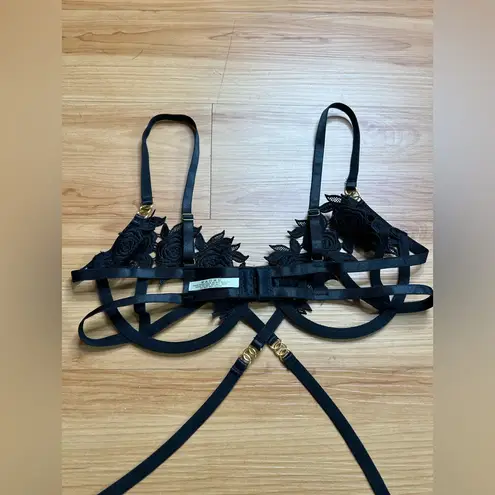 Roma Confidential Ebony Rose Waspie Bra Guipure Lace Black Sz M Size M