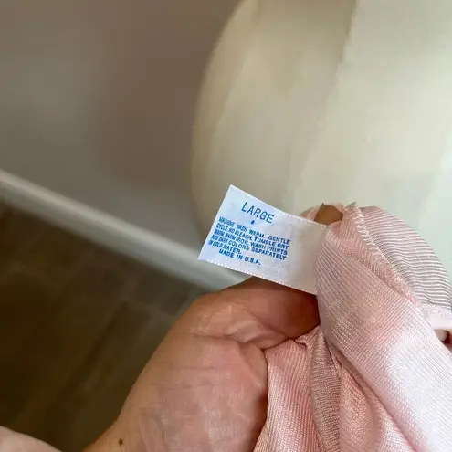 Lorriane 1980s Vintage Pink Nylon Lace Sweep Romantic Slip Nightgown Size L Size L