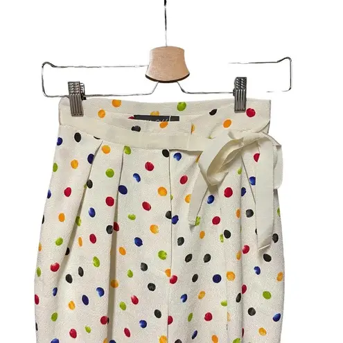 Anna October Trouser Pants Cropped Polka Dot Print Rainbow Multicolor Size XS White