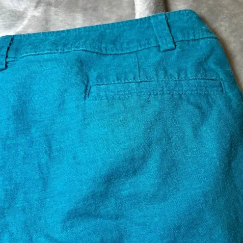 Pendleton Linen Blend Wide Leg Pants Womens 10 Teal Blue Lightweight Boho Casual