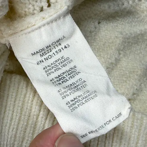 FRNCH  Paris Ruffle Shoulder Sweater‎ Open Knit Pullover Cream Size L