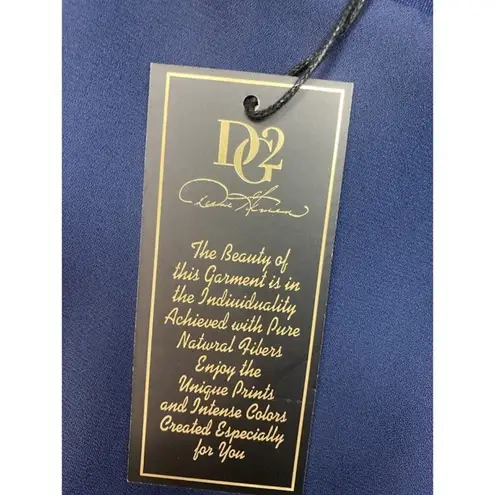 Diane Gilman -New DG2 Sleeveless Pleated Overlay Blouse Womens Plus L Navy Blue