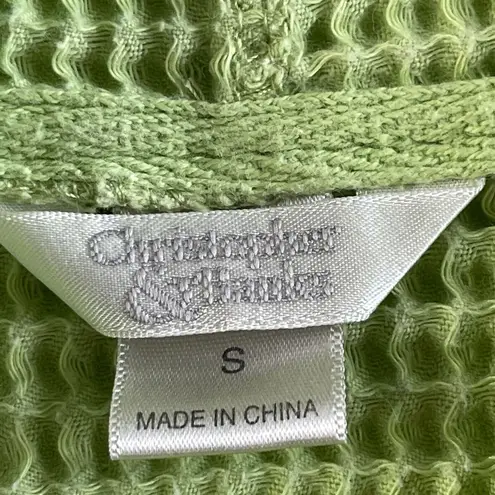 Christopher & Banks Waffle Weave Vest Womens S Green Sleeveless Hooded Full Zip