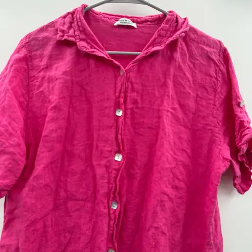 Aldo Marino Positano Linen Hot Pink Button