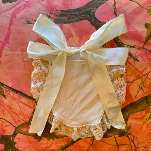 cottage core coquette y2k cream white lace trim apron maid costume