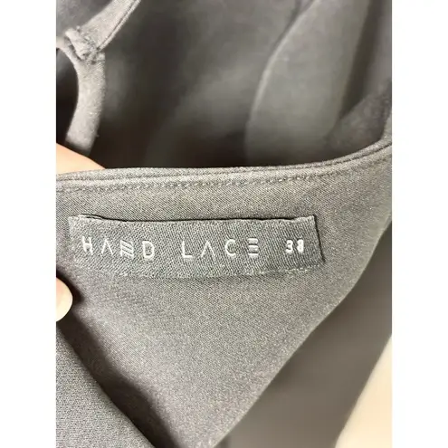 Hand Lace Roller Neck Crop Top & Cutout Midi Skirt Set Black Women 38 / US 4