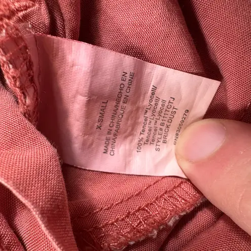 THREAD SUPPLY Paperbag Waist Shorts XS Womens Brick Dust Tencel Lyocell Tie Belt Pink