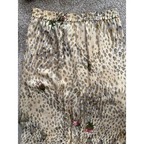 Ivy & Annabelle Intimates Floral Animal Print Satin Kimono Pajama Set, M Gold Size M