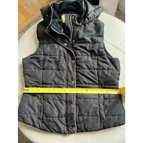 Prince Fox Black Quilted Puffer Vest Faux Fur Collar Winter Outerwear