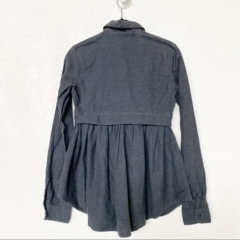 AGLINI Shirtmakers Dark Grey Peplum Long Sleeve Top Size XS