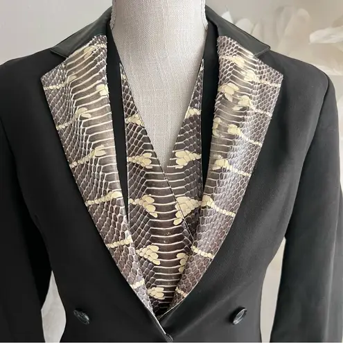 Akris Fernando Snakeskin Leather Wool Blend Long Sleeve Black Blazer And Vest