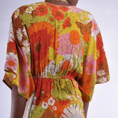 Blank dress BL^nk Floral Faux Wrap Areena Midi NWT Size Small NEW Orange