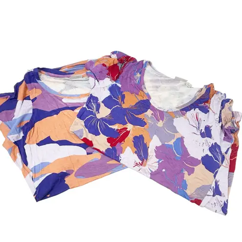 LOGO By Lori Goldstein Womens Bundle Lot (2) Floral Blouse & Camo Tank Top XS