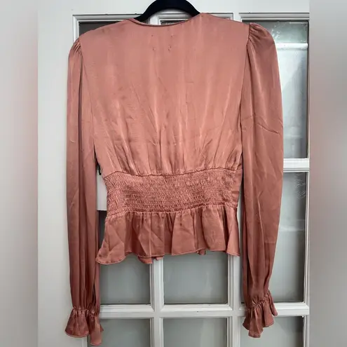 Saylor Pink Salmon Satin Peplum Top Blouse Women’s Size Small S NWT