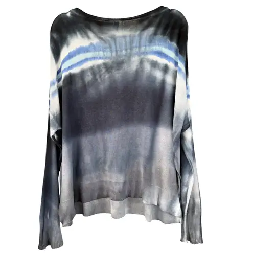 A6 MA+CH Marika Charles Tie Dye Blue Gray Long Sleeve Top Blouse Sz 8