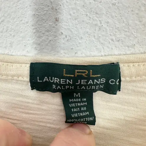 Lauren Jeans Co Ralph Lauren Cream Aztec Southwestern Print 3/4 Sleeve Top M Brown Size M
