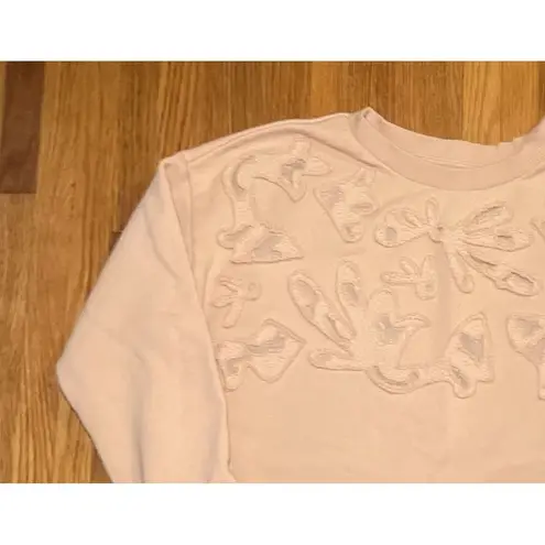 Banana Republic  Peach Mesh Applique Crewneck Sweater M