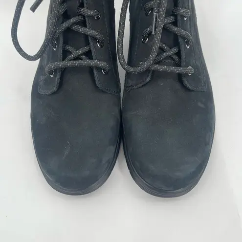 Munro Buckley Boots Size 7.5 Black Nubuck Leather Lace Up Zipper Buckle NWOT