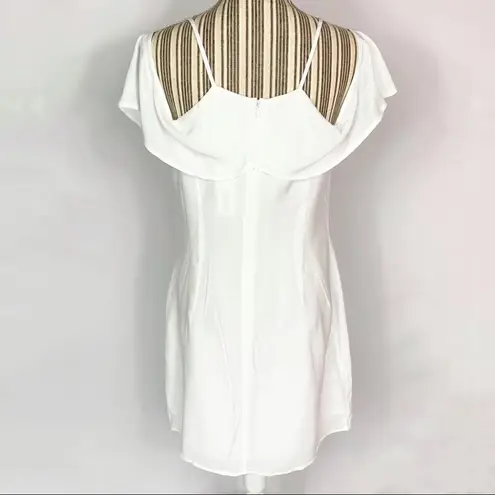 BB Dakota NEW  Kaless Off Shoulder White Ruffle Cut Out Shift Dress Women’s 10