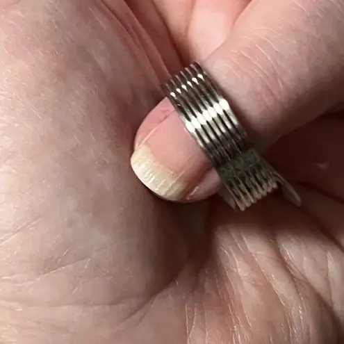 Handmade Stainless Steel Ridged Textured Comfort-Fit Ring