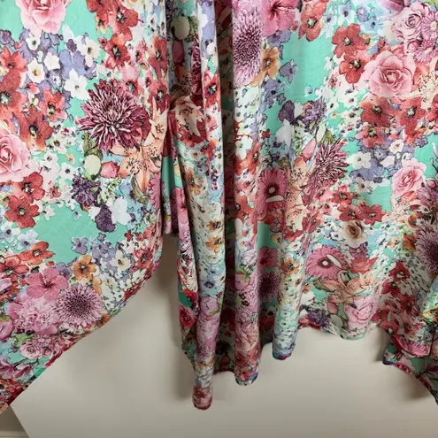 Umgee ‎ Floral Kimomo Cardigan Size S/M Feminine Colorful Flowy