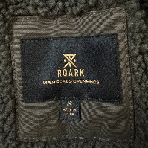 Roark Womens Open Roads Sherpa Lined Trucker Jacket Dark Gray Brownish Small Brown