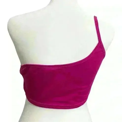 Pretty Little Thing  Basic Hot Pink One Shoulder Strappy Crop Top