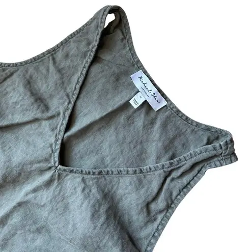 Michael Stars 100% Linen Shift Dress Army Green Size Small Tank Sleeveless Vneck