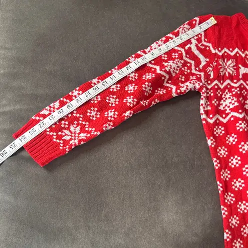 Women’s Christmas Holiday Sweater Dress and Beanie Size L Red Size L