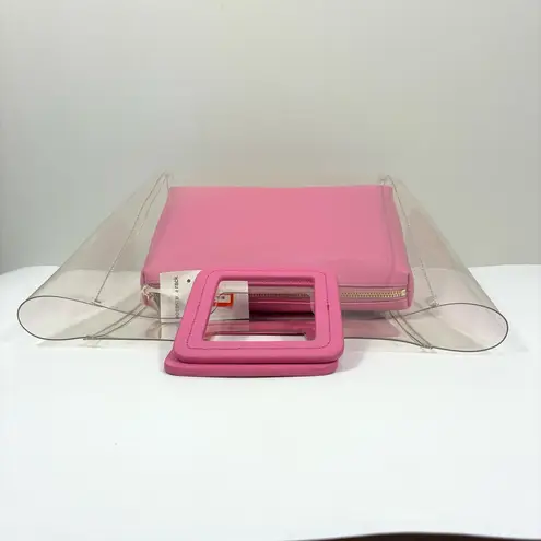 STAUD Shirley Transparent Handbag Tote Leather PVC Clear Pink Medium NWT