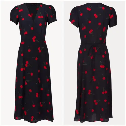 Realisation Par 💕💕 The Teale Midi Wrap Dress ~ Wilde Cherry Print XXS NWOT